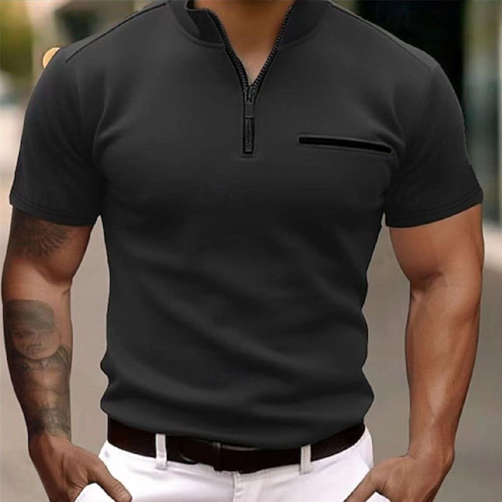 Men's Clothes Men's Knit Polo Shirt Cardigan Business Casual Men Shirt Premium Wool Blend Top Men's T-Shirt Sweatshirt Short Sleeve Slim Fit Blank Zip Golf Polo Shirts,Man Clothes