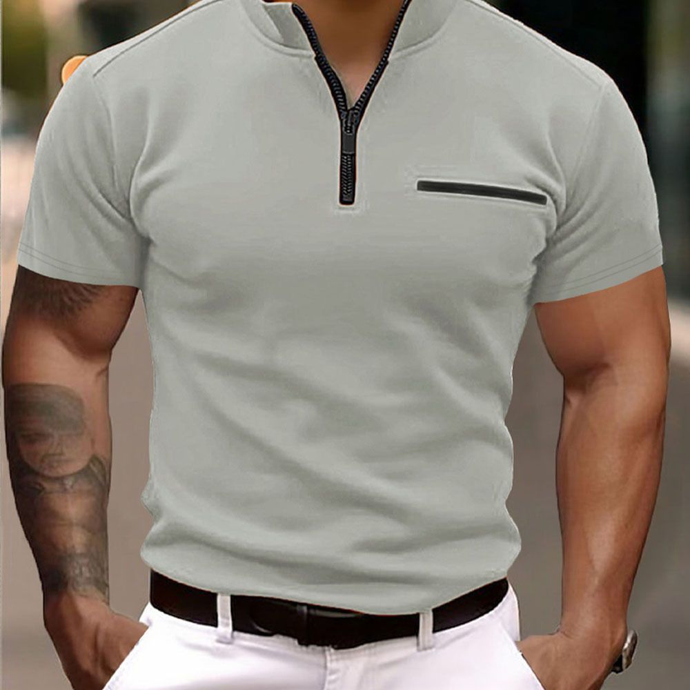 Men's Clothes Men's Knit Polo Shirt Cardigan Business Casual Men Shirt Premium Wool Blend Top Men's T-Shirt Sweatshirt Short Sleeve Slim Fit Blank Zip Golf Polo Shirts,Man Clothes