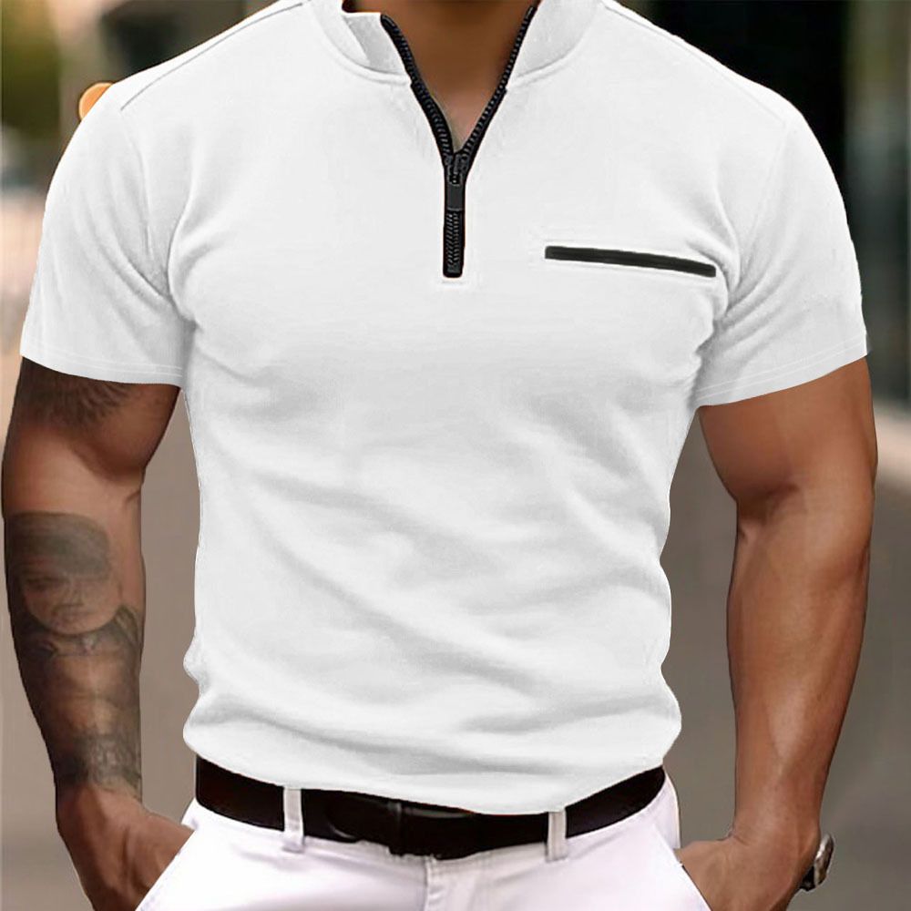 Men's Clothes Men's Knit Polo Shirt Cardigan Business Casual Men Shirt Premium Wool Blend Top Men's T-Shirt Sweatshirt Short Sleeve Slim Fit Blank Zip Golf Polo Shirts,Man Clothes