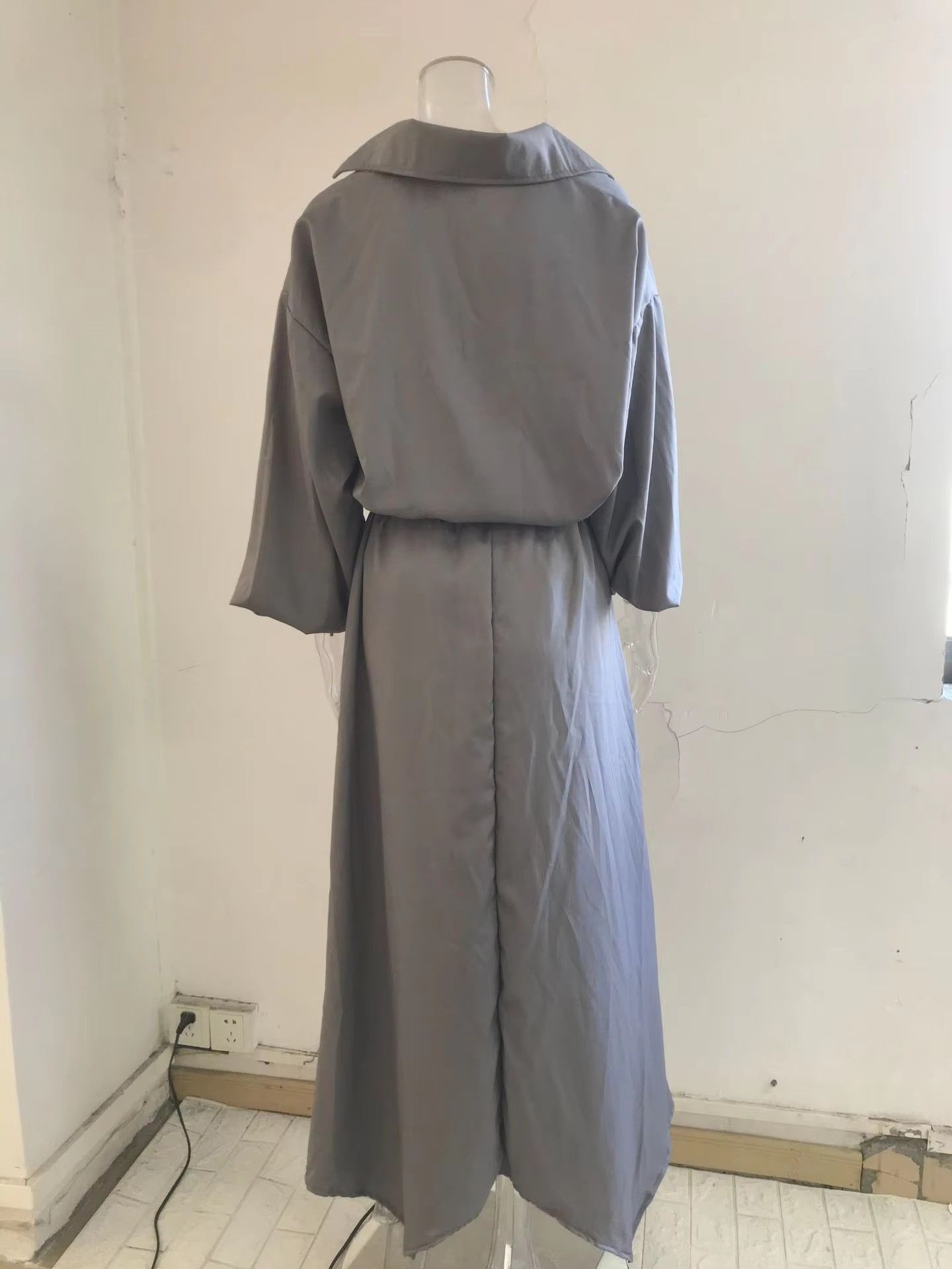 Elegant Muslim Women Long Sleeve V-Neck Loose Top and High Waist Skirts Set Abaya Dubai TurkeyOutfits Arab Clothes Women's Loose Solid Long Sleeve Top High Waist Women Skirt Sets Two Piece Outfits