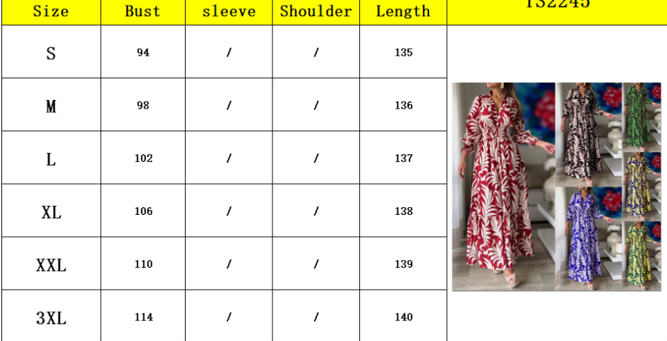 Women Clothing Print V Neck Loose Tied Waist Womens Night Dresses Maxi Lady Elegant Dresses Casual Long Dress Printed Long Sleeve Large Hem Elegant Women's Dress