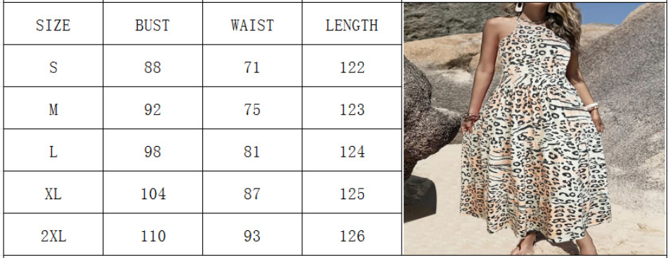 Women's Leopard Print Halter Maxi Dress, Belted Waist, Flowy A-Line Summer Dress,Casual Printed Halter Backless Vintage Beach Bohemian Women Maxi Casual Dress