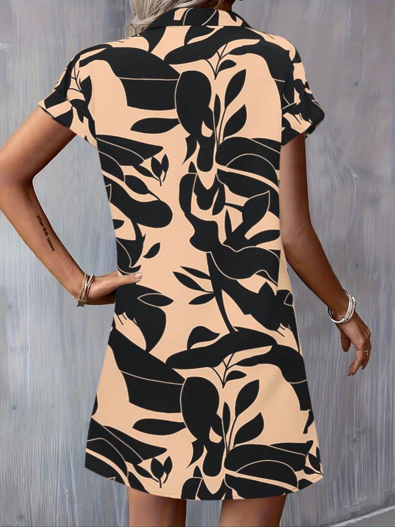 Women's Clothes Lady Elegant Dresses Women Casual Beach Holiday Floral Print Cardigan Short Sleeve Shirt Dress,Women's Summer Floral-Printed Chiffon Dress With Short Sleeves Dress