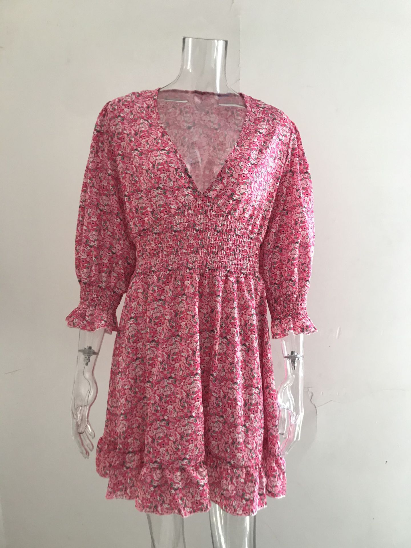 Summer Floral Print Women Dress Half Sleeve Short Dress Sundress Party Dresses,Women's Clothing Lady Elegant Temperament Dresses Women Casual Beach Seaside Holiday Print Waist Floral Dress