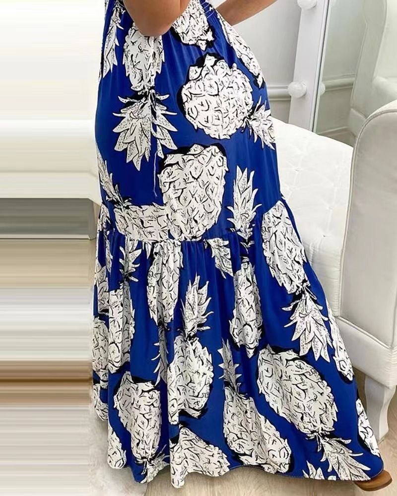 Summer Street Halter With Chest Halter V-neck Print Travel Beach Sexy Fashion Casual Dress Fashion Floral Print Halter Dress Women Vent Bohemian Beach Dress Summer Wear Dress