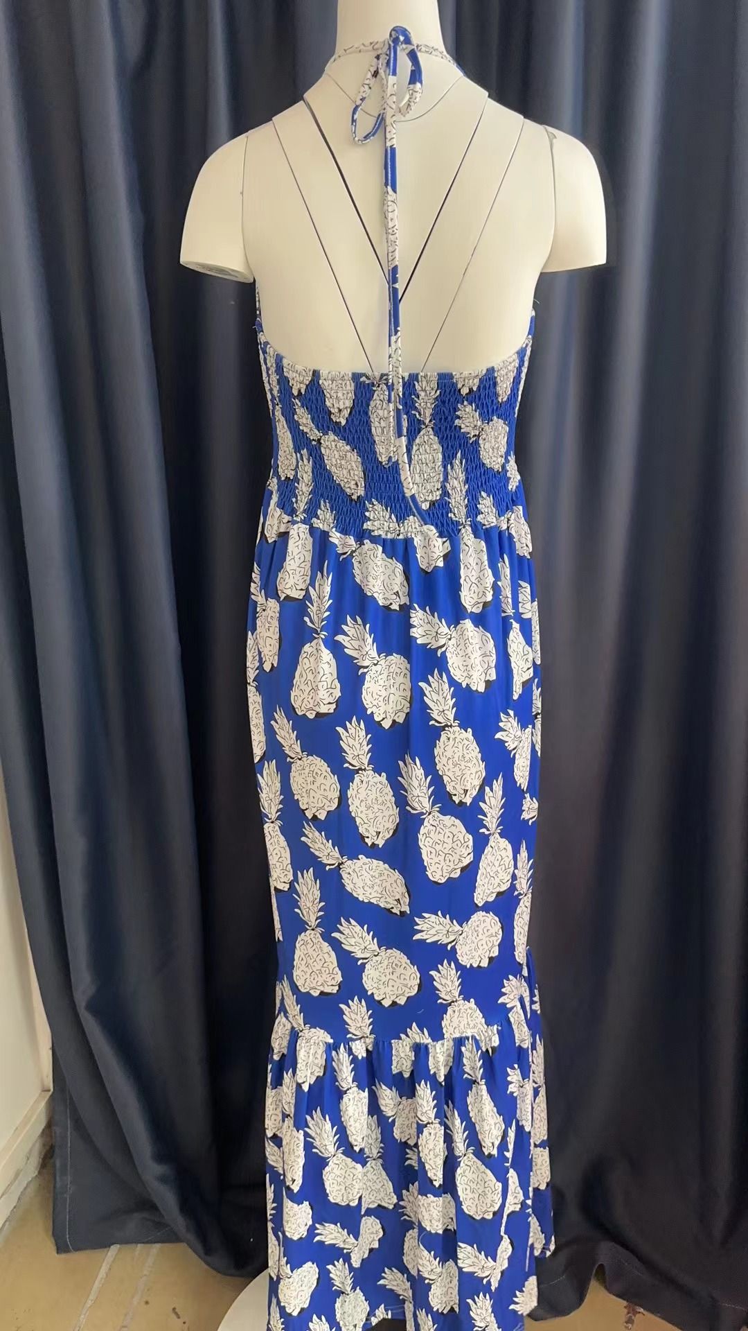 Summer Street Halter With Chest Halter V-neck Print Travel Beach Sexy Fashion Casual Dress Fashion Floral Print Halter Dress Women Vent Bohemian Beach Dress Summer Wear Dress