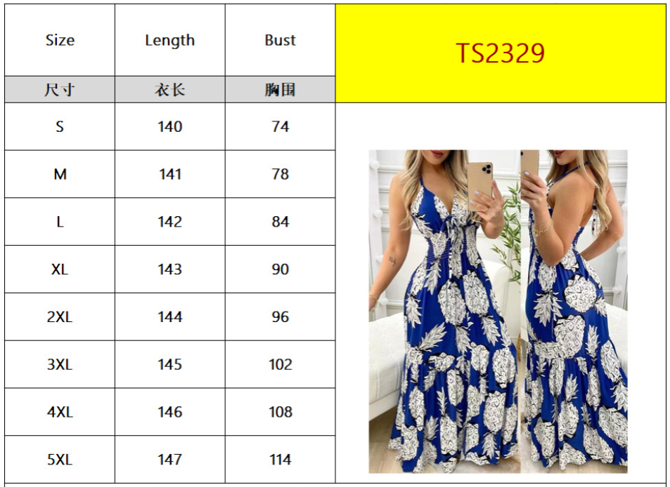 Summer Street Halter With Chest Halter V-neck Print Travel Beach Sexy Fashion Casual Dress Fashion Floral Print Halter Dress Women Vent Bohemian Beach Dress Summer Wear Dress