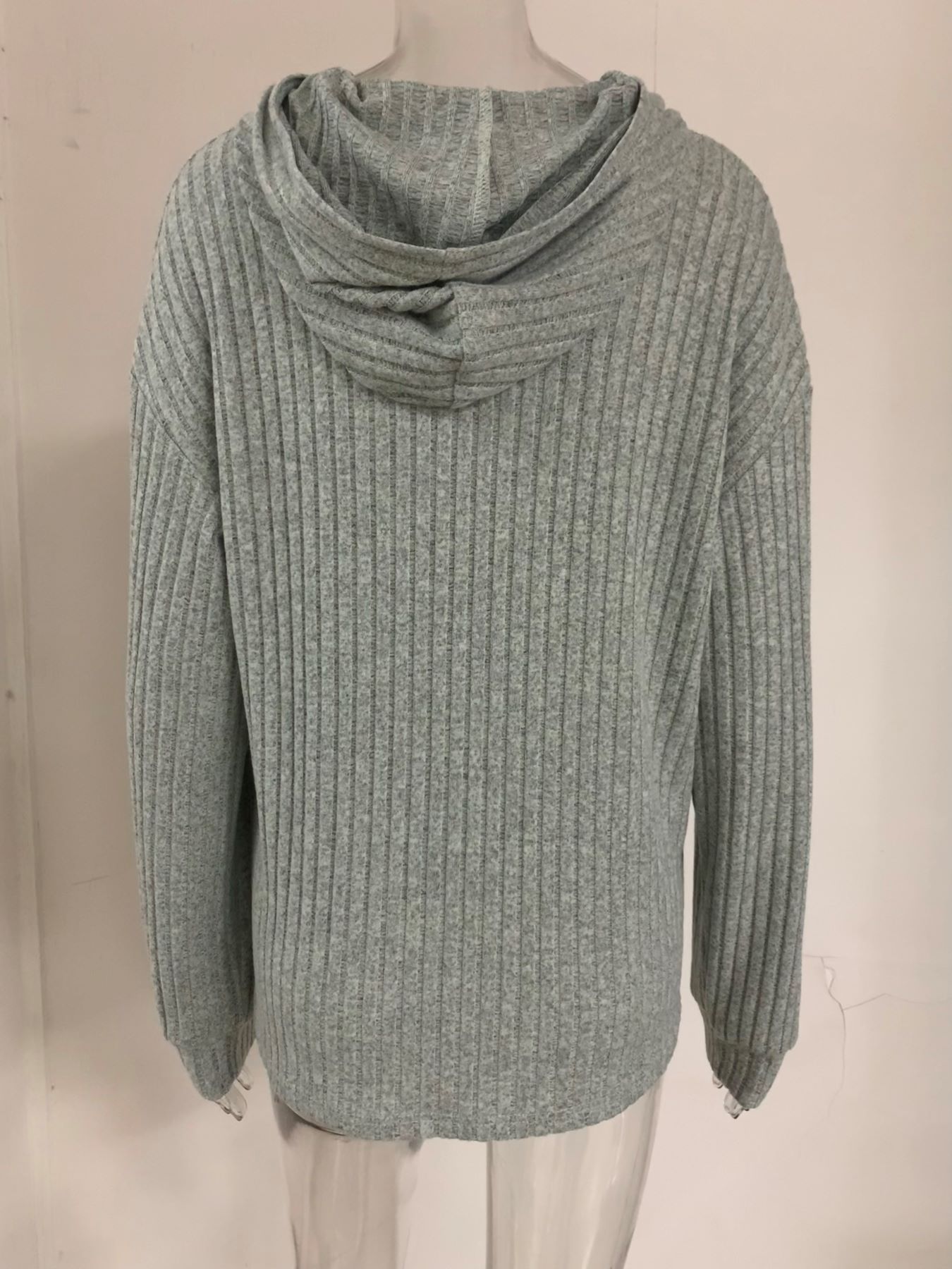 Autumn Winter Collection Women's Loose Fit V Neck Hooded T-Shirt Brushed Knitted Plus Size New Pure Color Front Jumper Long Sleeve Pullover Cotton Knitted Sweater Hoodie Sweatshirts & Hoodies