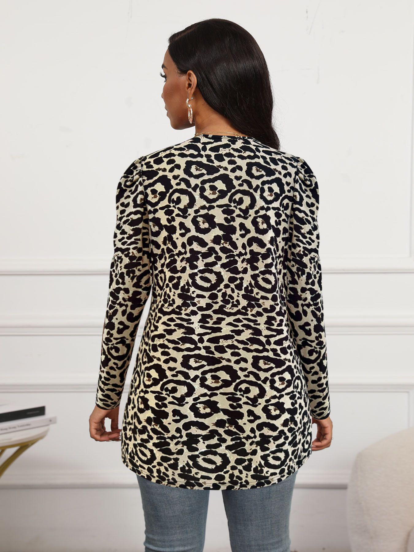 Fashion Leopard Print Blazer Women New Ladies Jackets Work Wear Outerwear Coats Ladies' Thin Elegant Leopard Pattern Anti-Wrinkle V-neck Single Button Full Sleeve Suit Jacket