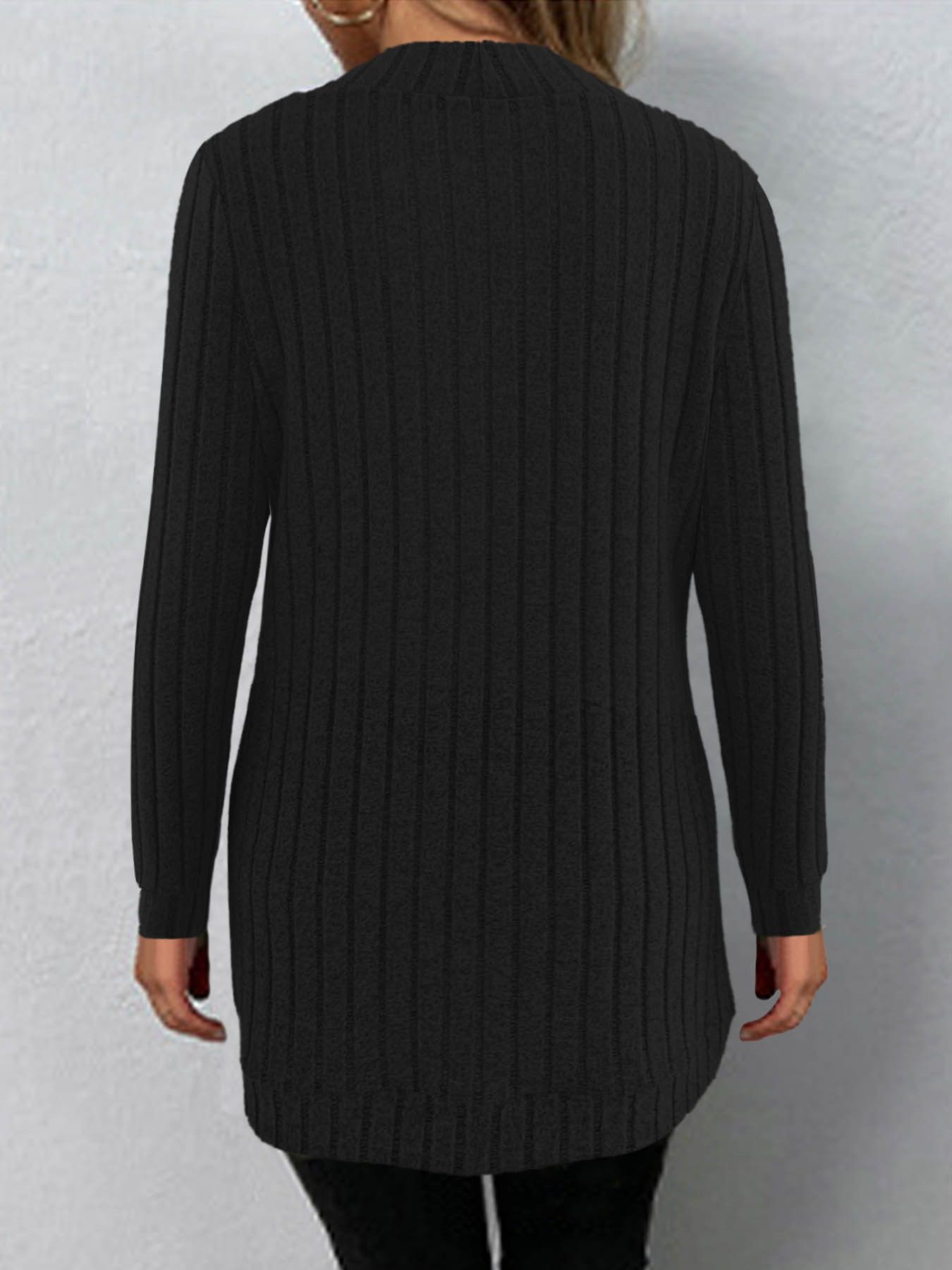 Women Classic Pocket Cardigan Long Sleeve Solid Ribbed Knit Open Front Casual Sweater Coat Hooded for Women with Batwing Sleeves