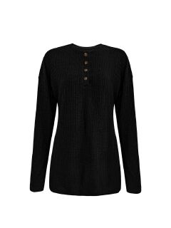 Fashion Simple Solid Color Casual T-shirt Breathable Button Knitted Jersey Long Sleeved with for Polo Collar Mujeres Knit Long Sleeve Top Elegant Woman Shirt Sweatshirts & Hoodies,Woman Clothes