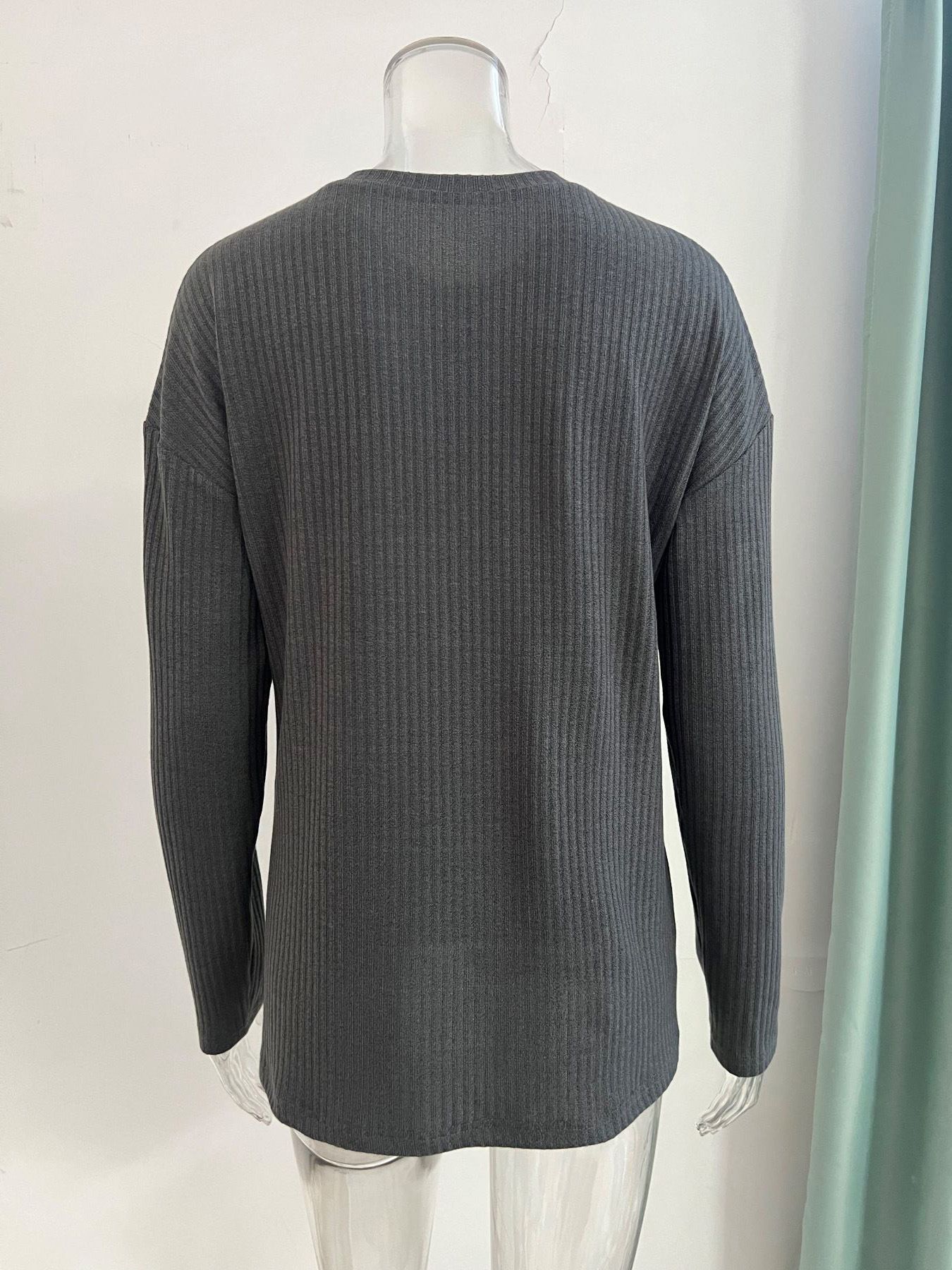 Fashion Simple Solid Color Casual T-shirt Breathable Button Knitted Jersey Long Sleeved with for Polo Collar Mujeres Knit Long Sleeve Top Elegant Woman Shirt Sweatshirts & Hoodies