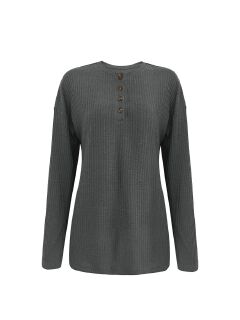 Fashion Simple Solid Color Casual T-shirt Breathable Button Knitted Jersey Long Sleeved with for Polo Collar Mujeres Knit Long Sleeve Top Elegant Woman Shirt Sweatshirts & Hoodies,Woman Clothes