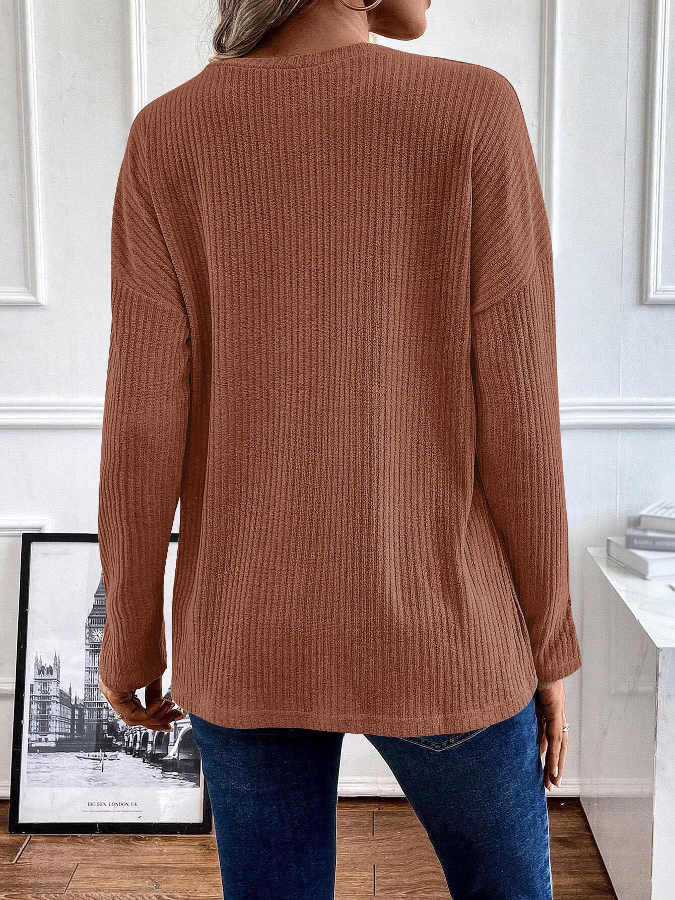Fashion Simple Solid Color Casual T-shirt Breathable Button Knitted Jersey Long Sleeved with for Polo Collar Mujeres Knit Long Sleeve Top Elegant Woman Shirt Sweatshirts & Hoodies