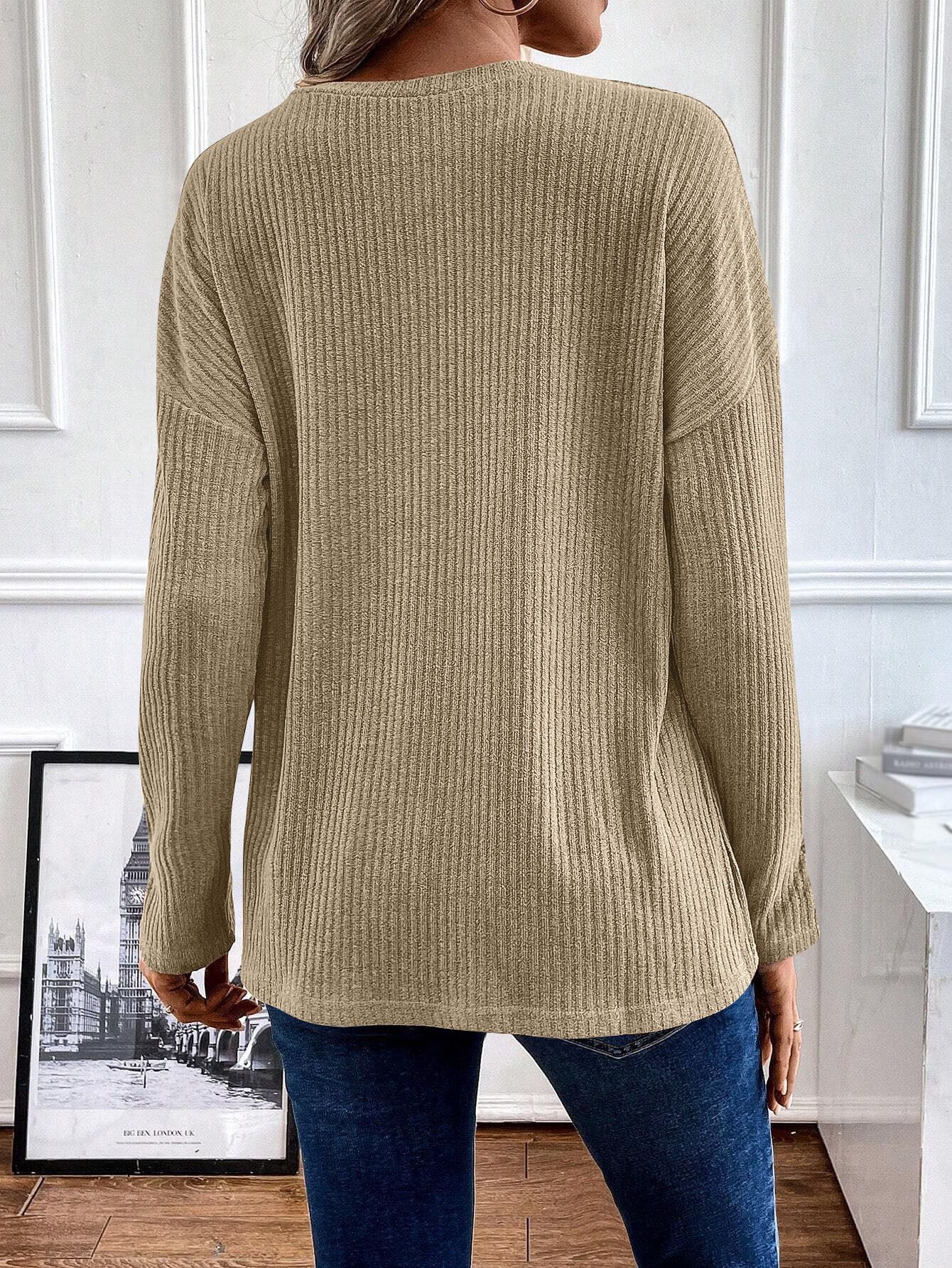 Fashion Simple Solid Color Casual T-shirt Breathable Button Knitted Jersey Long Sleeved with for Polo Collar Mujeres Knit Long Sleeve Top Elegant Woman Shirt Sweatshirts & Hoodies