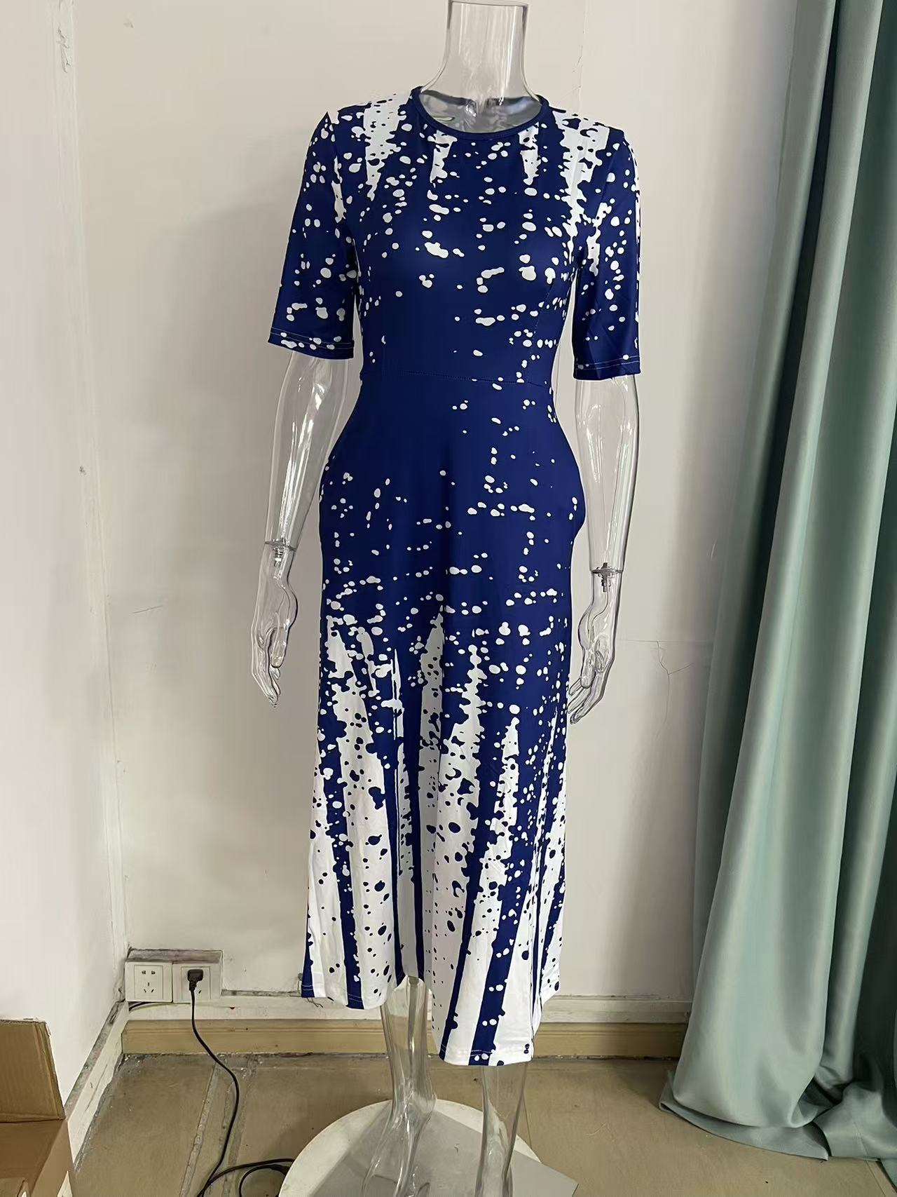 Solid Casual Medium Pom-Pom Asymmetrical Neck Lantern Sleeve Ruched Floor-Length Empire Waist Dress Ladies' Comfortable and Elegant Dress Breathable and Casual Printed Party Dress