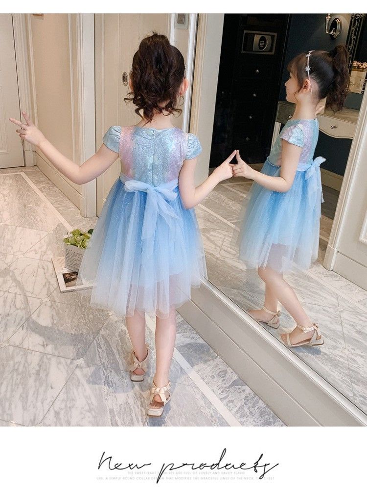 Girls Summer Dress Cartoon Pattern Knee-Length Sweet Style Princess Design Cotton Children's Clothing Summer Floral Print Sling Dress Teen Girl Dresses Kids Clothing for Party Birthday