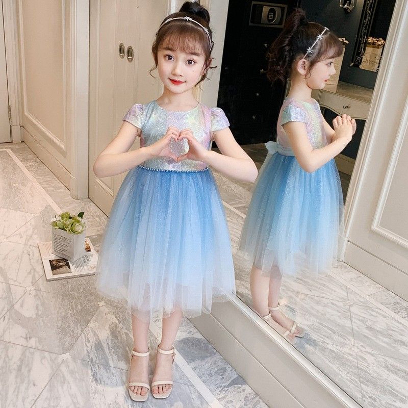 Girls Summer Dress Cartoon Pattern Knee-Length Sweet Style Princess Design Cotton Children's Clothing Summer Floral Print Sling Dress Teen Girl Dresses Kids Clothing for Party Birthday