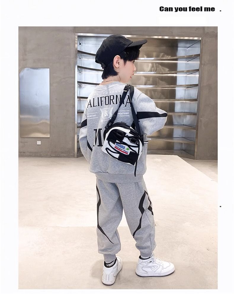 Boys Sports Suit Spring and Autumn New High Quality Cotton Foreign Style Logo Children's Wear Set Toddler Boys Clothing Set Tracksuit Children Baby Clothing Set Casual Sports Suits