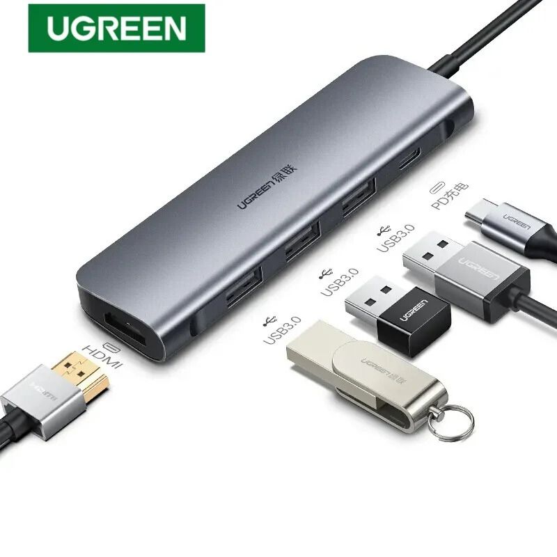 New UGREEN CM136 70495 USB C to HDMI, 100W Power Delivery, 3 x USB 3.0 Data Ports 5 in 1 Docking Station