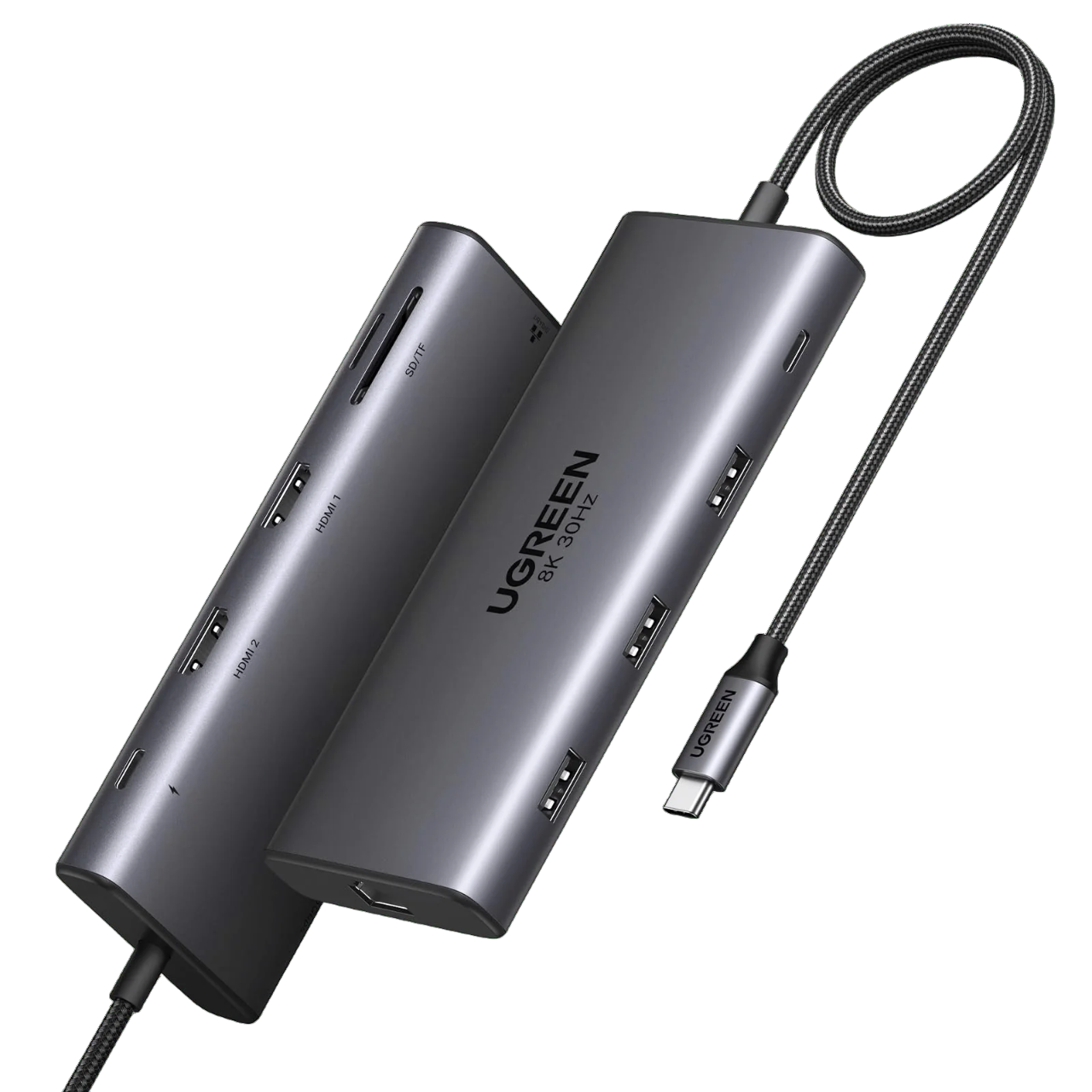 UGREEN CM639 15534 10 -In -1 Docking Station- USB-C to 1*USB 3.0 /2*USB 2.0/ USB-C3.0/ 2*HDMI / RJ45 Gigabit/SD&TF /100W PD port Converter Supporting 8K Display