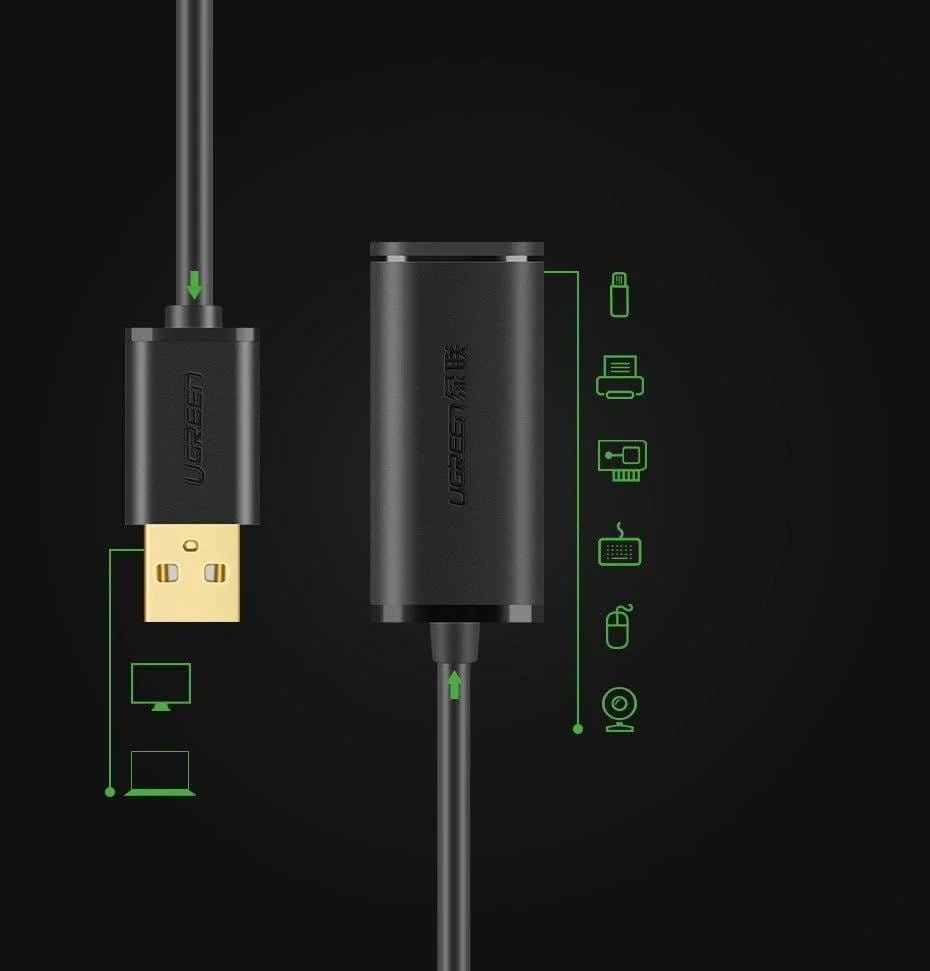 UGREEN US121 USB 2.0 Male to USB A Female Active Extension Cable with Chipset