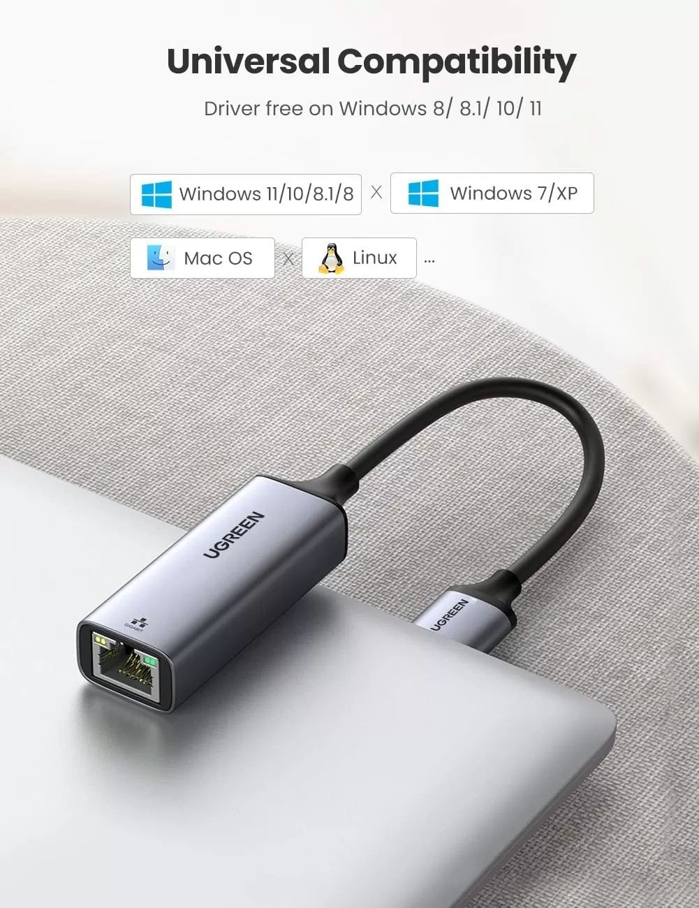UGREEN USB 3.0 to RJ45 Gigabit Ethernet Adapter – CM209 50922 – Gray
