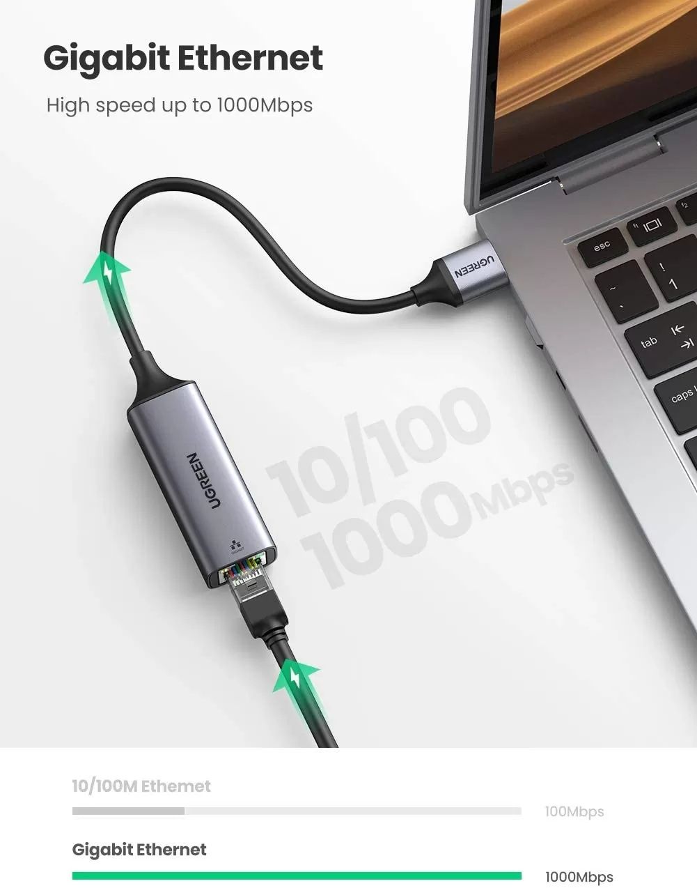 UGREEN USB 3.0 to RJ45 Gigabit Ethernet Adapter – CM209 50922 – Gray