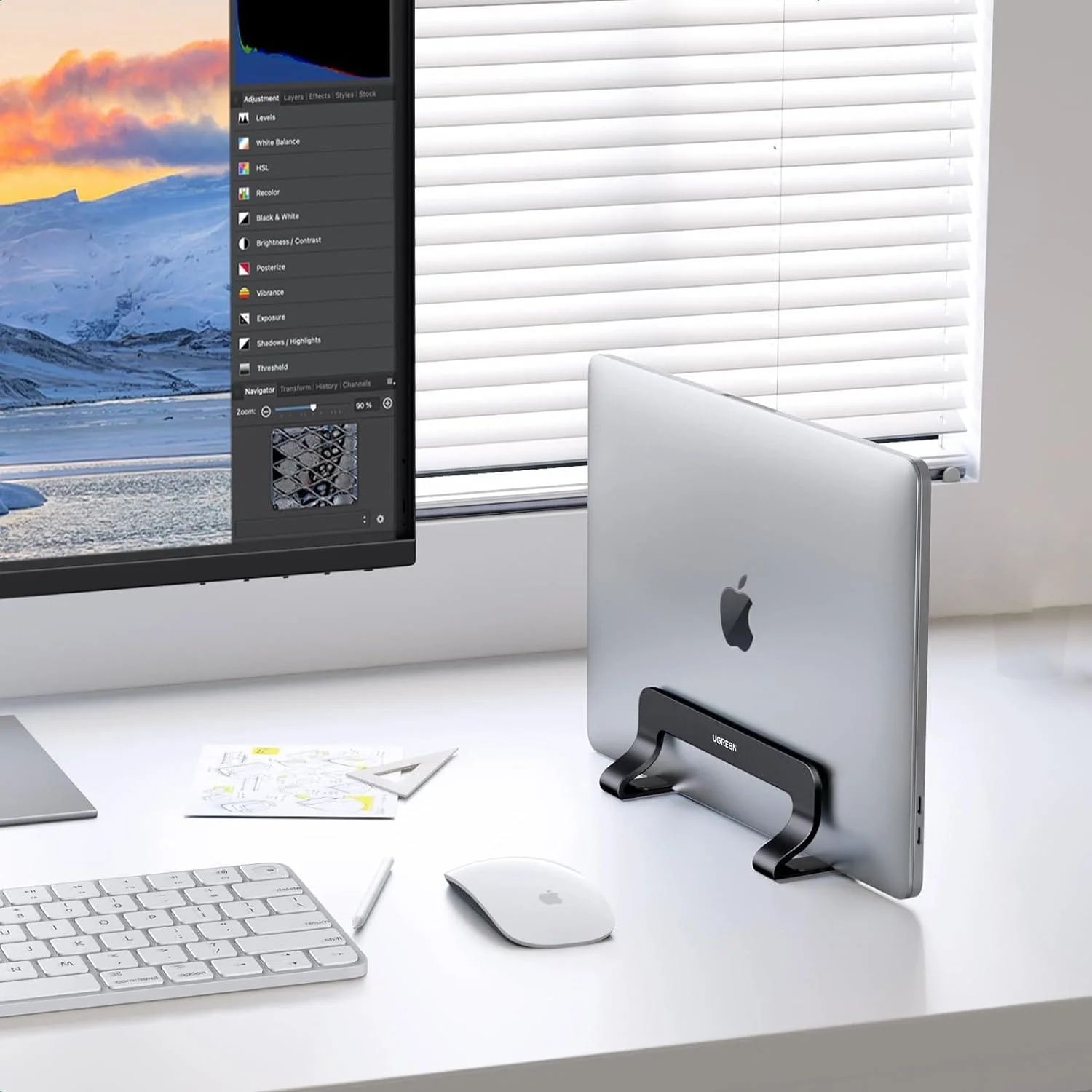 UGREEN Adjustable Width Vertical Laptop Stand For Laptops and Tablets