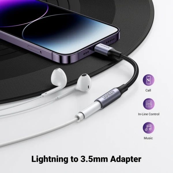 UGREEN Lightning to 3.5mm Adapter Apple MFi Certified US211 30756