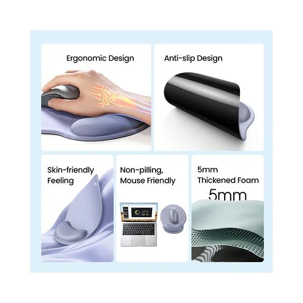 UGREEN LP668 25245 Ergonomic Mouse Pad With wrist support for comfort - Black