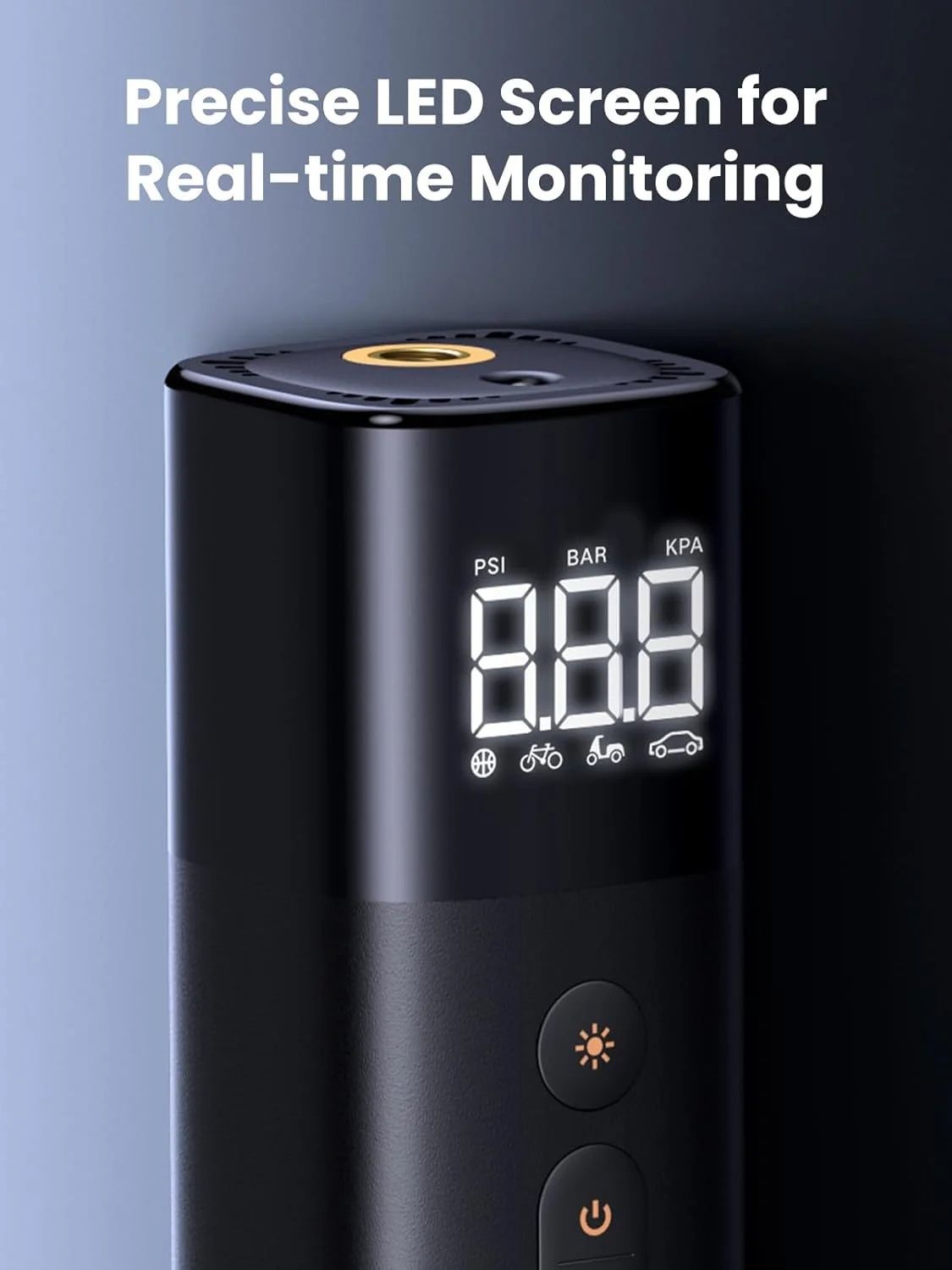 UGREEN Tyre Inflator Portable Air Pump 150PSI/10.3BAR DC 12V Air Compressor with LED Light, Tire Pressure Detection for Car, Bike, Motorcycle, Ball, Air Mattress, Pool Toys CD259 35573