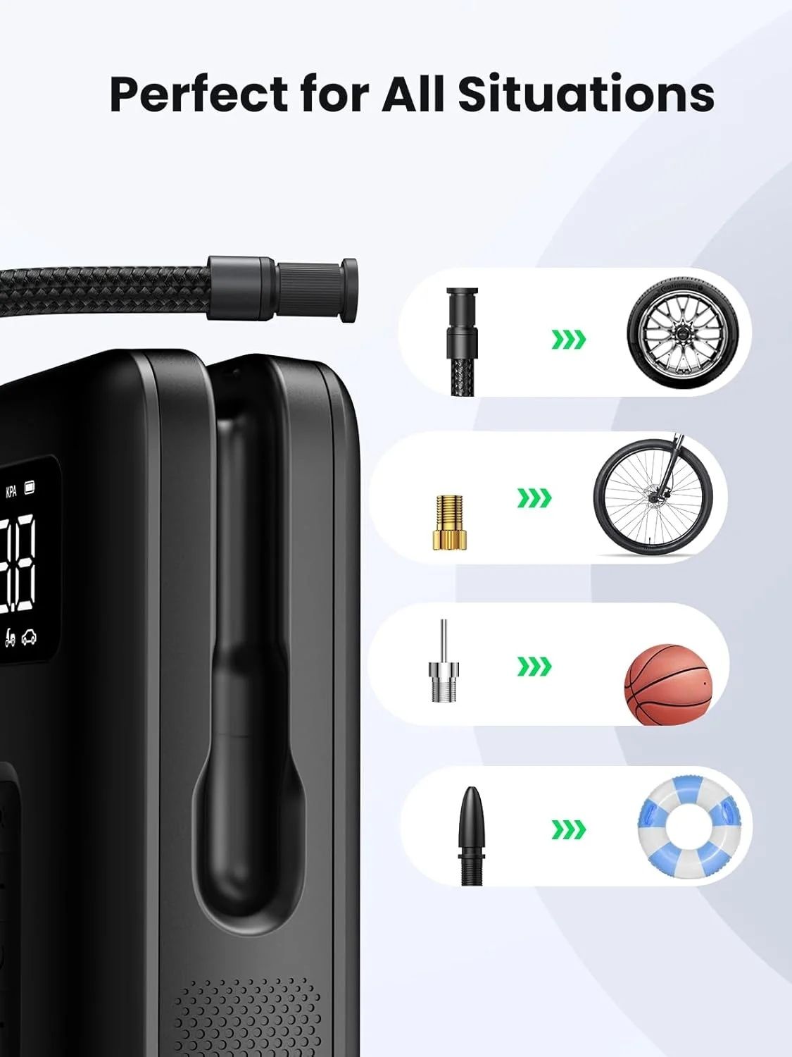 UGREEN Tyre Inflator Portable Cordless Electric Air Pump 150PSI Auto-Off Car Tyre Pump with LED Light Digital Gauge for Accurate Pressure Readings CD259 40121