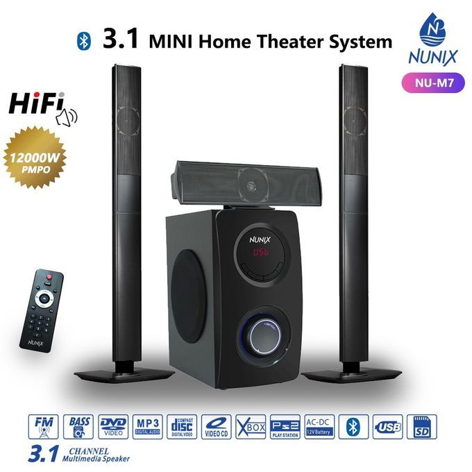 Nunix 90,000W 3.1CH Woofer 3D , USB , SD , FM Sub woofer Speaker System