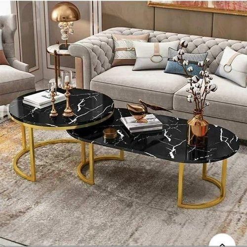 2 IN 1 MARBLE NESTING COFFEE TABLE WITH GLASS EFFECT - Stable design and high-quality materials, adds a modern aesthetic and practicality to your space, impressing guests and enhancing decor .