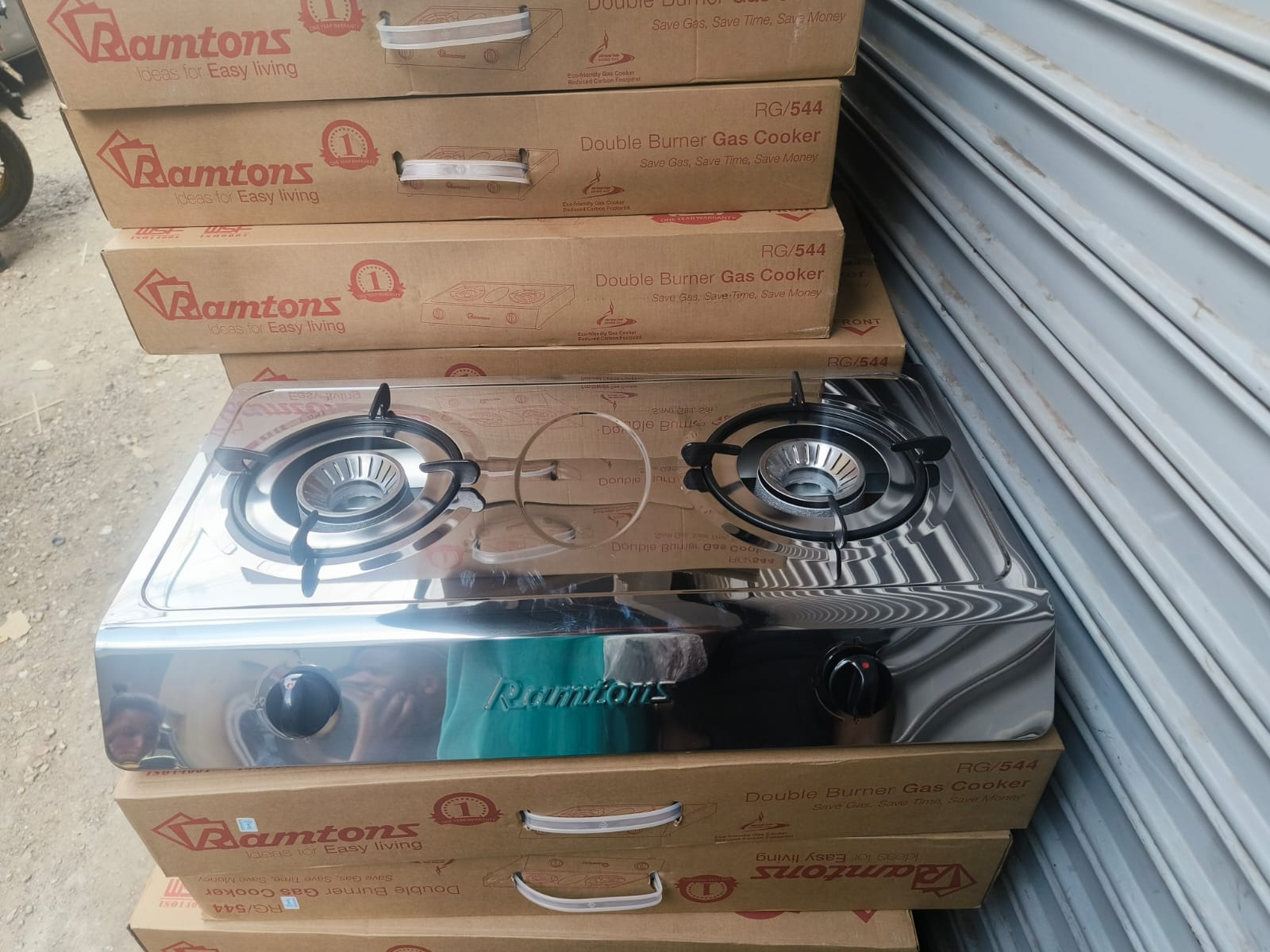 RAMTONS (RG-544) STAINLESS STEEL 2 BURNER GAS COOKER - Whirlwind burners, Auto ignition, Low pressure, Energy saving, Stainless Steel body .
