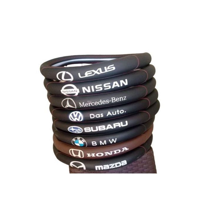 High Quality Leather Branded Car Steering Wheel Covers - Made of Quality Material, Brings Class and prestige to the car, Improves Grip & control when driving, Offers comfort .