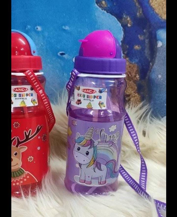 3 PCS KID'S PANDA SNIPER WATER BOTTLES WITH STRAW - Convenient Handheld and Shoulder Strap Desig, Perfect for on-the-go hydration