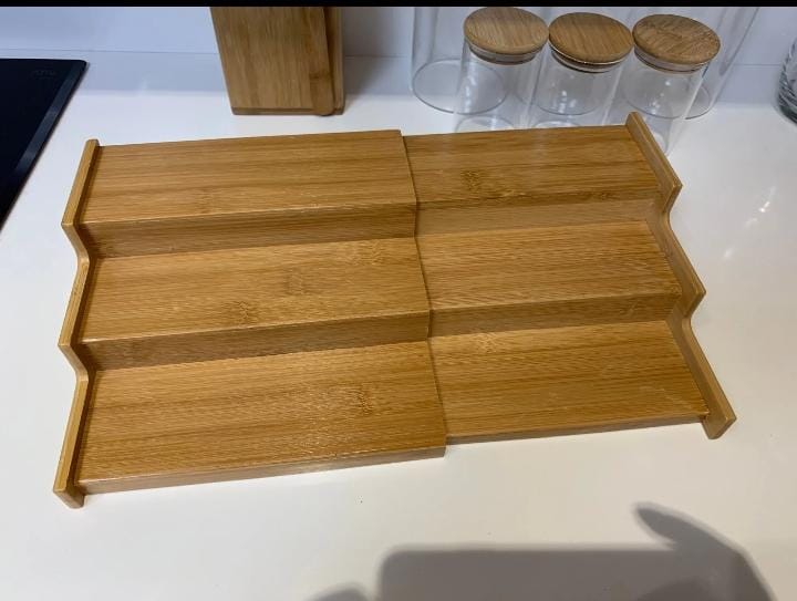 3 TIER EXPANDABLE BAMBOO SPICE STORAGE RACK