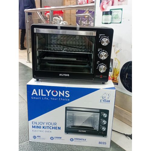 AILYONS 40 Litres Electric Oven -  Ideal for baking, roasting, grilling, or toasting,Timer with auto shut-off (up to 60 minutes) — Convenient, hands‑off cooking and safety built in,Rotisserie function