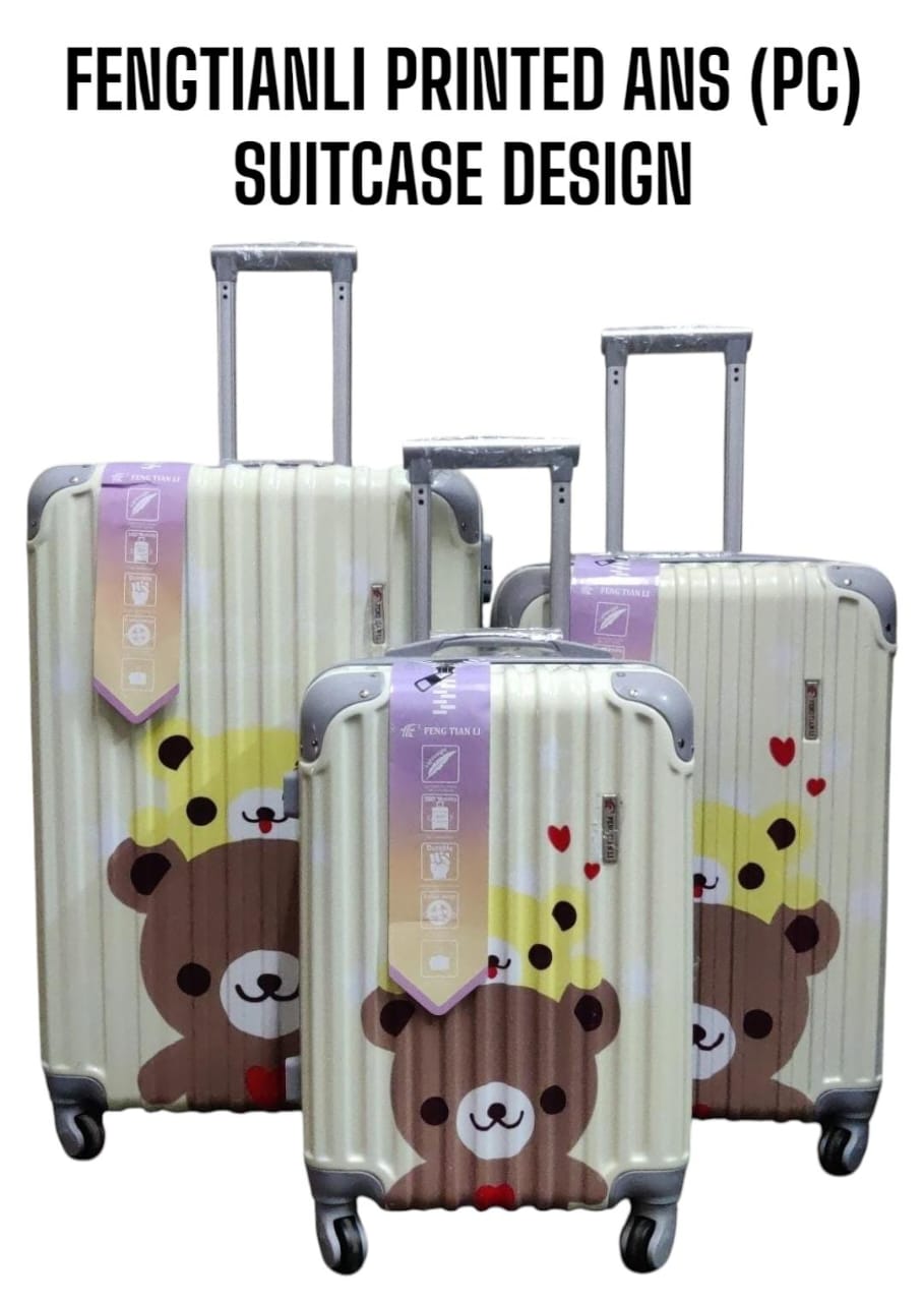 3 IN 1 FENGTIANLI PRINTED ABS(PC) SUITCASES (SIZE 27) - Impact-resistant shell, ample storage for all your travel essentials, smooth-rolling multidirectional wheels .