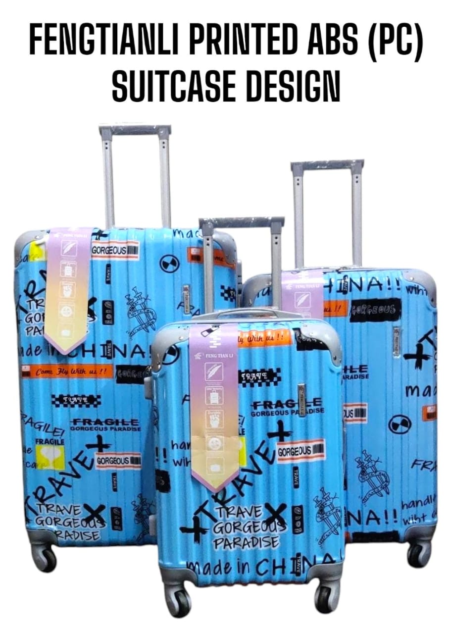 3 IN 1 FENGTIANLI PRINTED ABS(PC) SUITCASES (SIZE 27) - Impact-resistant shell, ample storage for all your travel essentials, smooth-rolling multidirectional wheels .