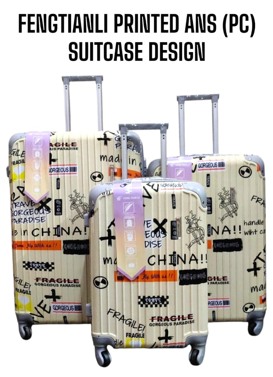 3 IN 1 FENGTIANLI PRINTED ABS(PC) SUITCASES (SIZE 27) - Impact-resistant shell, ample storage for all your travel essentials, smooth-rolling multidirectional wheels .
