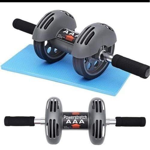 POWER STRETCH ABS ROLLER WITH SPRING - Strong rubber double wheel for stability when exercising, Padded handles for maximum grip and comfort.