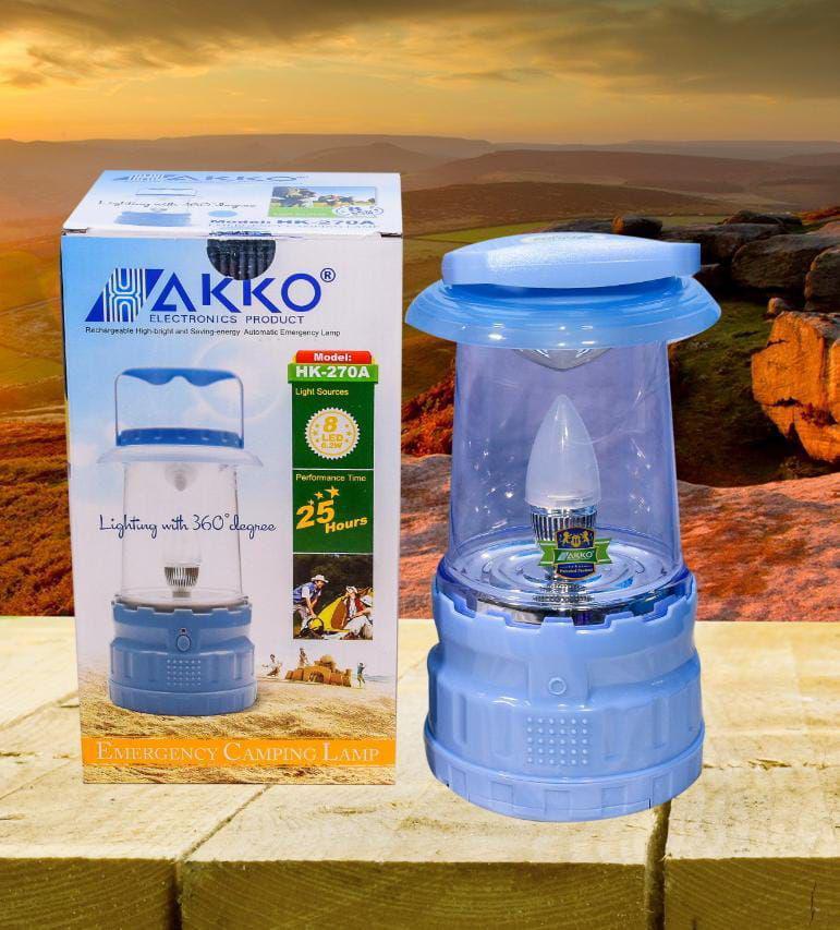 AKKO 270 Rechargeable Electric Emergency Lamp - 20-24hrs transformer charging time, Fixed charging cable, 6V built in battery, Overcharge protection, Long battery life, Built in charging cable .