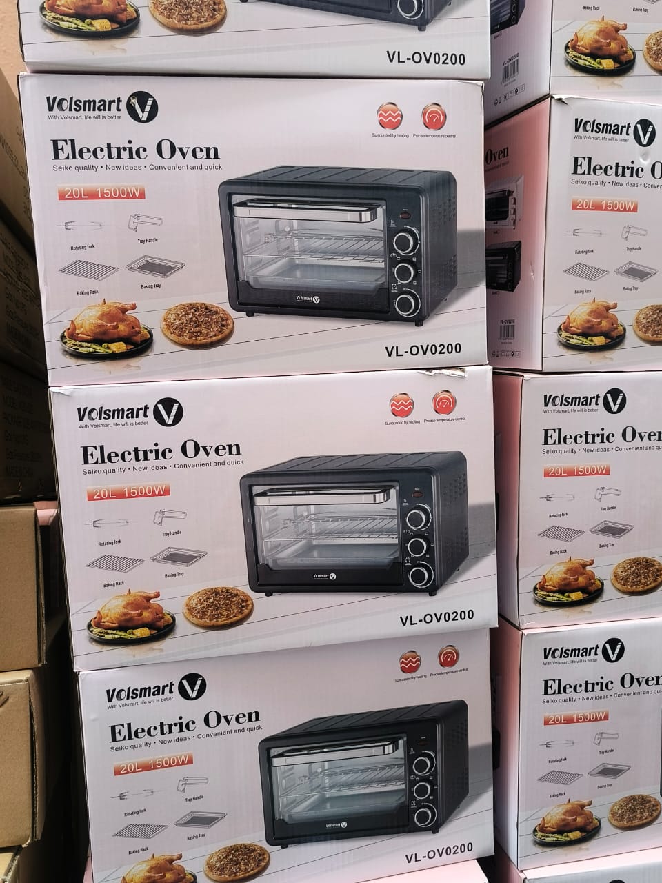 20 L VOLSMART ELECTRIC MICROWAVE OVEN - Electric Rotisserie Oven Input Power; 1500W, Voltage 220V/50Hz, Operating Frequency; 2450MHz, 6 Microwave Power Level, Capacity 20L .