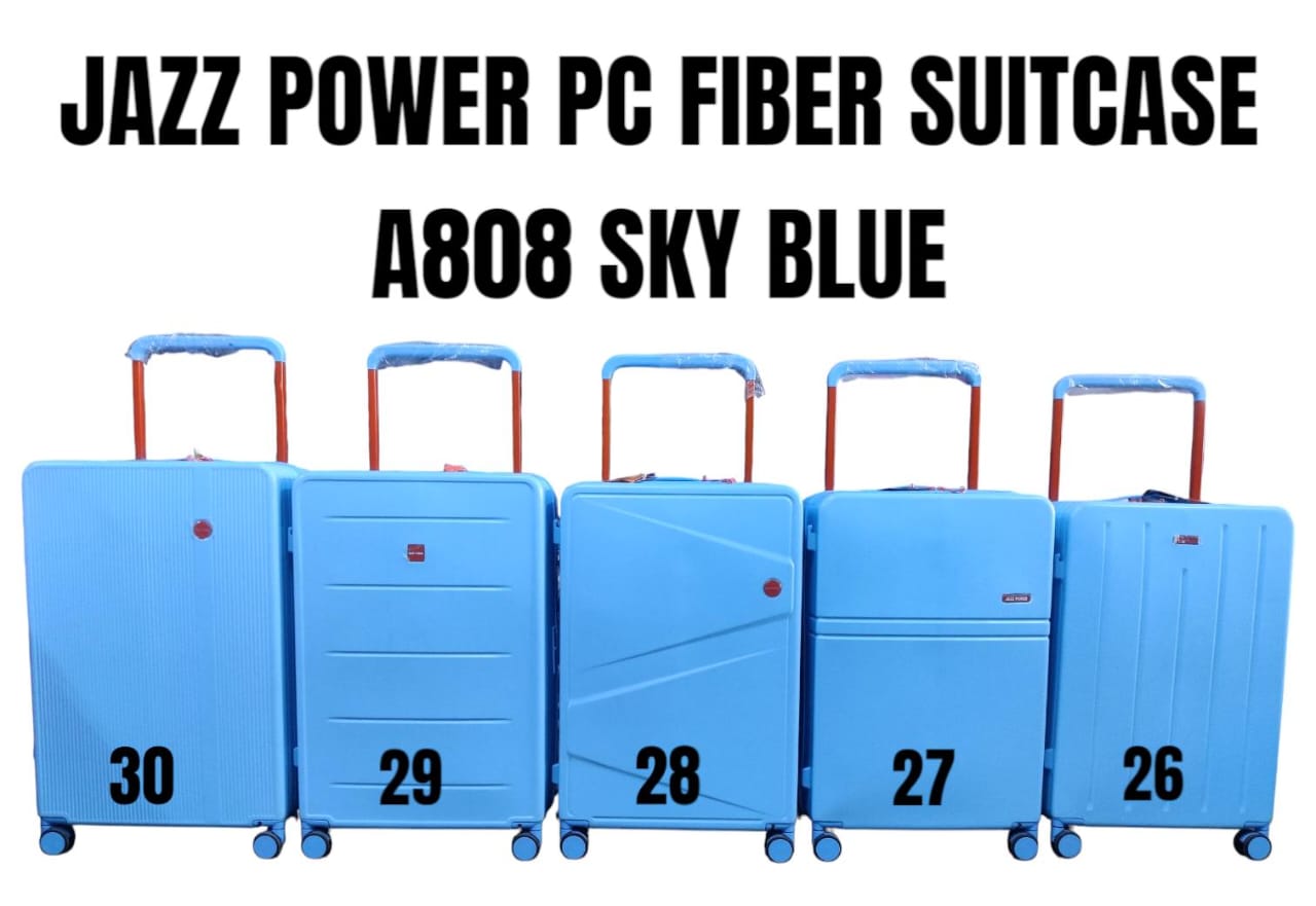 3-in-1 Jazz Power PC Fibre Suitcase Set – 30" Durable, Lightweight Travel Luggage, Sleek Jazz Power design for a modern, stylish travel look, Smooth-rolling wheels and telescopic handles.