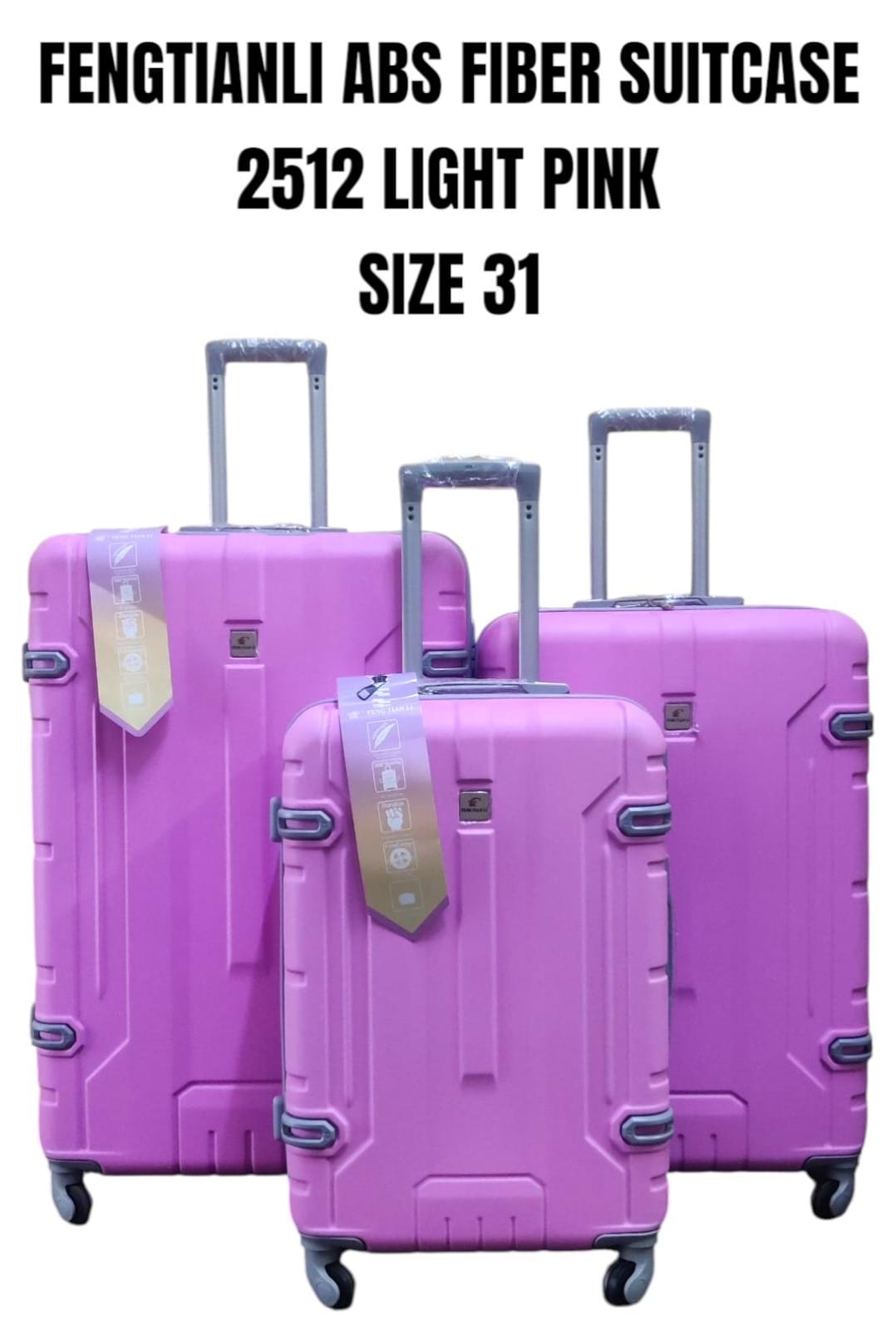 Fengtianli 3-in-1 ABS Fiber Suitcase Set – Size 31”, Smooth-rolling wheels and telescopic handles for effortless mobility, Secure lock system keeps belongings safe during travel, Sleek, modern.