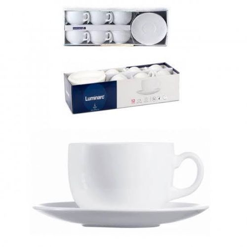 Set of 6 Luminarc Saucer Cups – Stylish Glass Tea & Coffee Cup Set, Made from premium Luminarc glass for clarity and durability, Elegant design that enhances your table setting, Smooth finish.