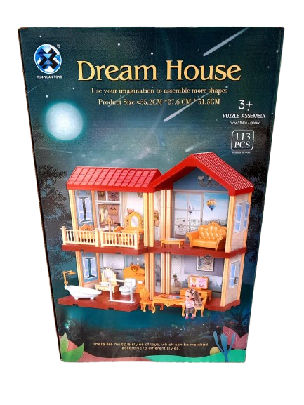 Dream House Building Blocks Set – 113 Pieces Creative Kids Construction Toy,